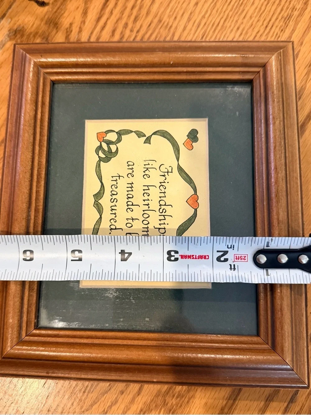 Vintage Framed Friendship Heirloom Wall Art - Green and Tan